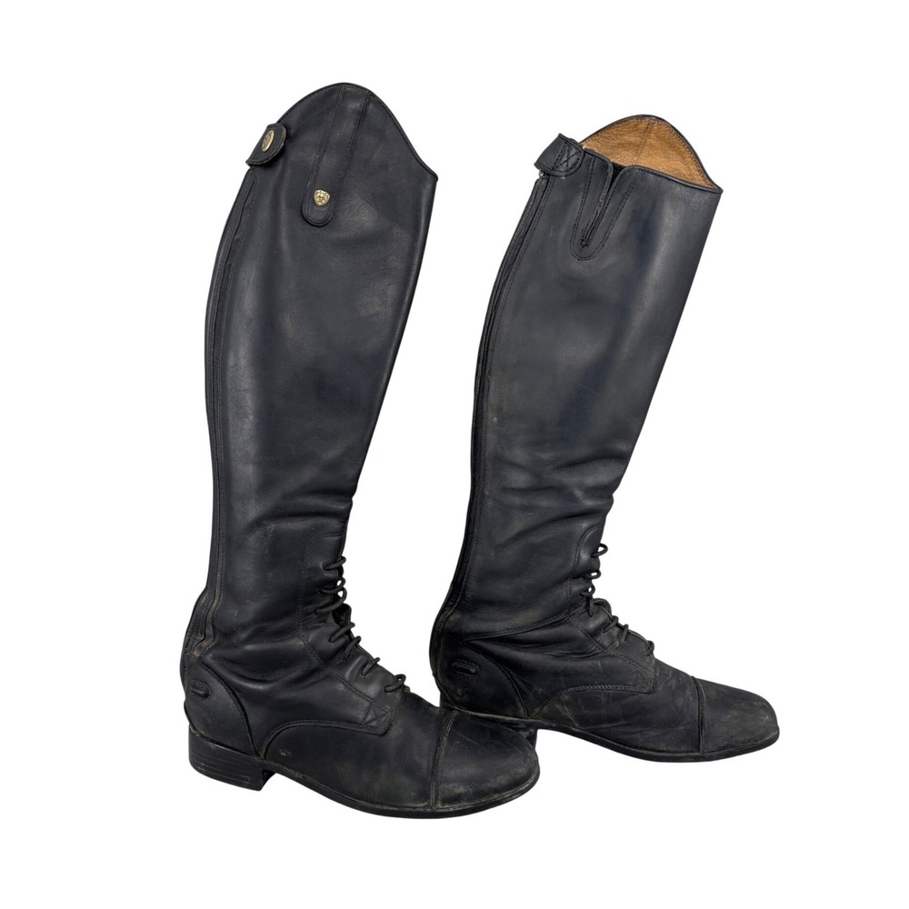 Ariat Kids Heritage Contour Field Tall Riding Boot Black Leather Calf XS Size 4